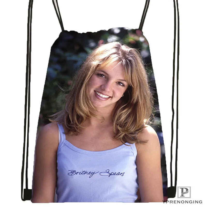 Custom Britney Spears American 01 Drawstring Backpack Bag Cute Daypack Kids Satchel Black Back 31x40cm 20180611