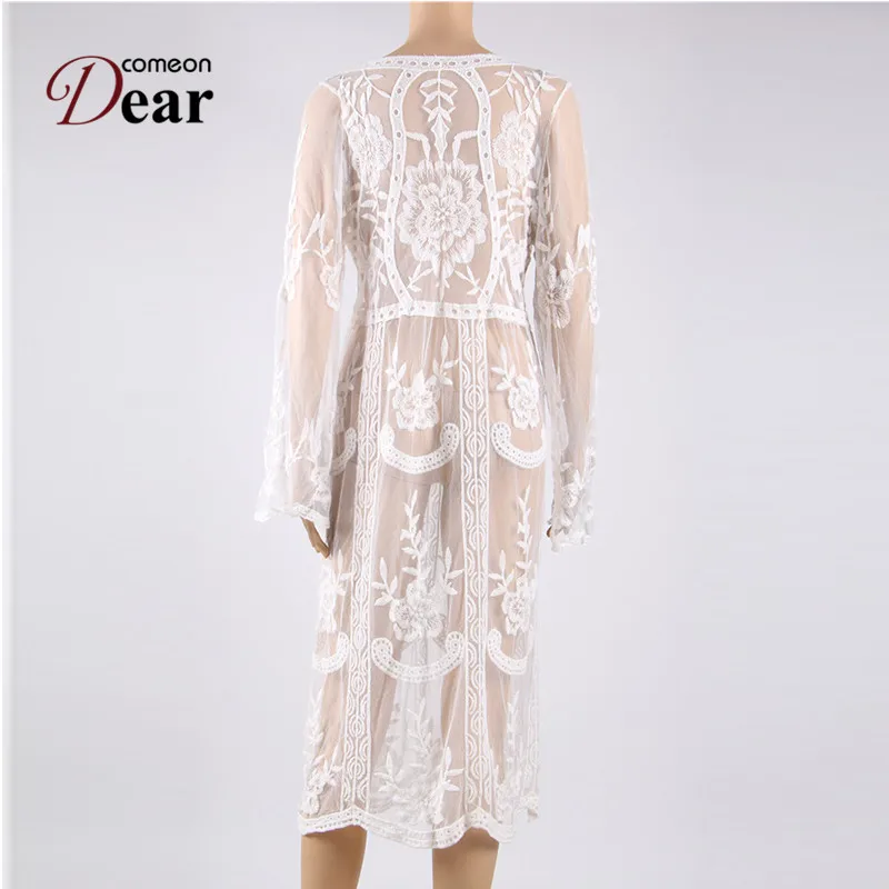 Пляжное платье A289 с длинным рукавом и цветочной вышивкой|dress summer|dress floralknee length |