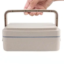 Пшеничная солома из микрофибры Портативный заблокирован 2-отдел для еды Коробки+ ложка+ вилка+ палочки для еды набор сохранение быстро Еда Походная посуда