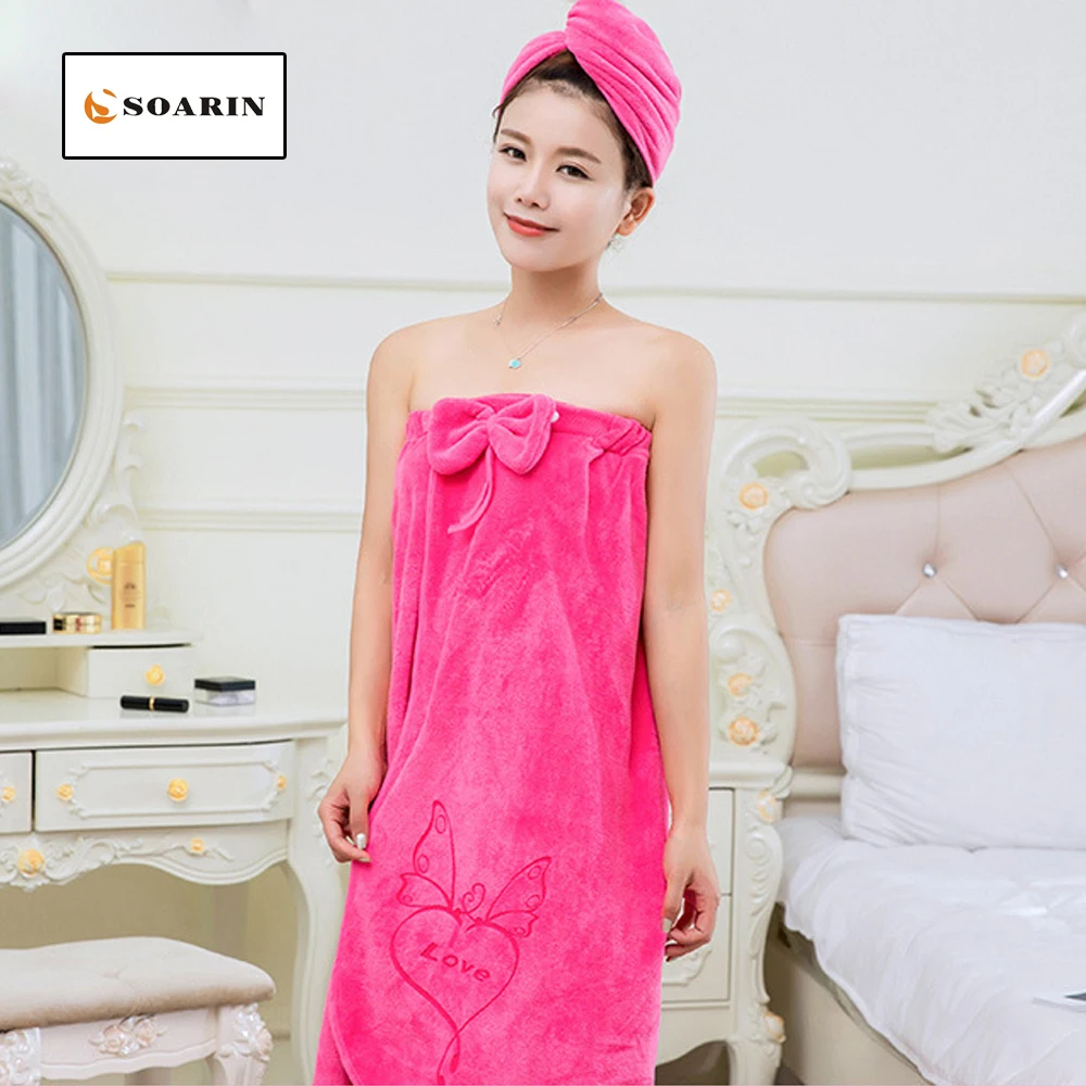 SOARIN Solid 80x135cm Bath Skirt Bath Towel Roupao De Banho 25x65cm Shower Cap Bathroom Shower Towel Dress Toalha De Banho