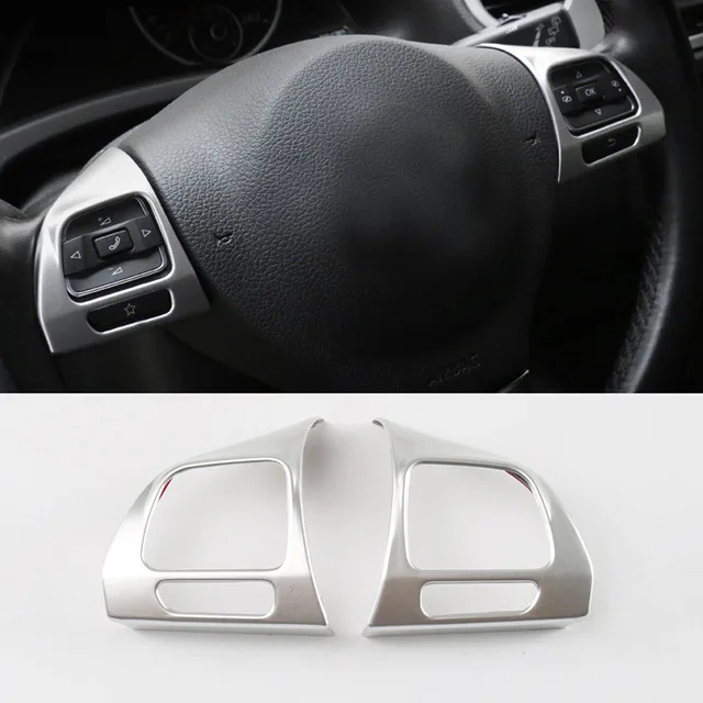 

For Tiguan 2009 2010 2011 2012 2013 2014 2015 ABS Matte Trim Steering Wheel Decoration Cover Car Styling Accessories 2pcs