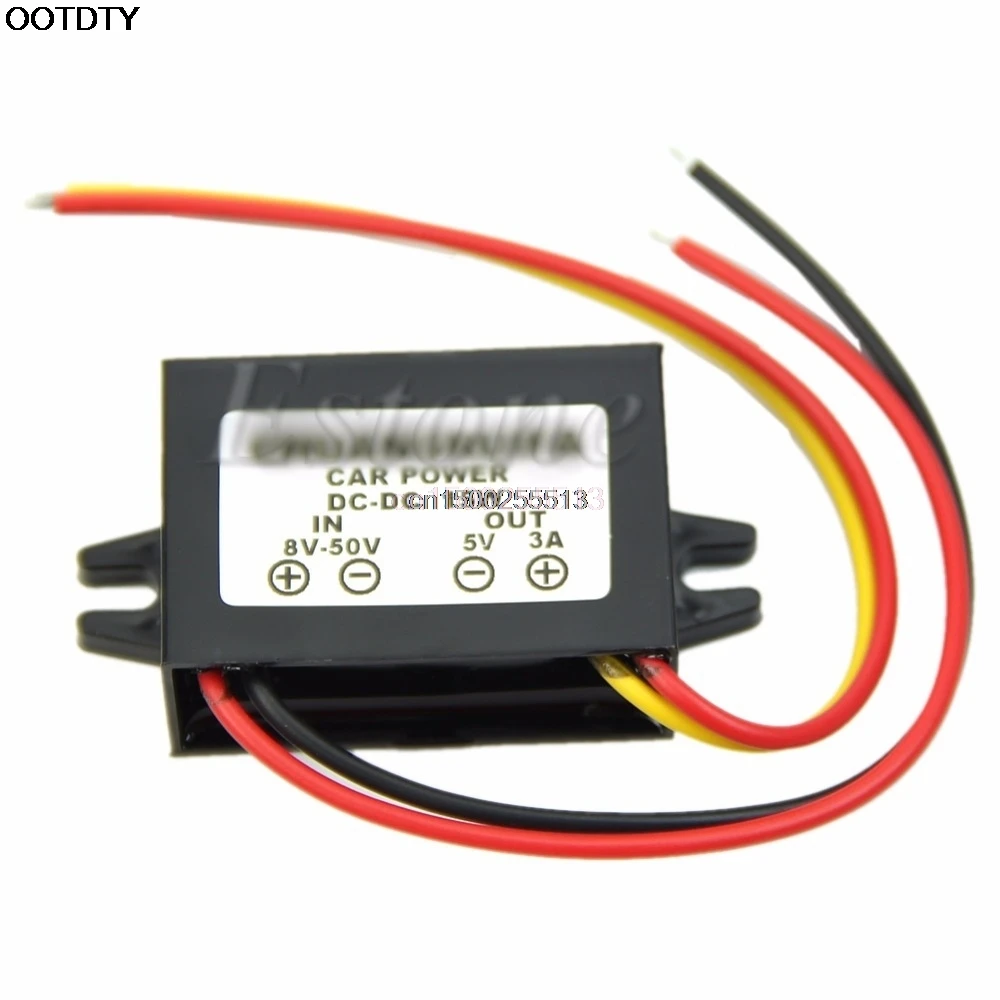 Новый DC водонепроницаемый 12/24V до 5V 3A 15W понижающий модуль преобразователя