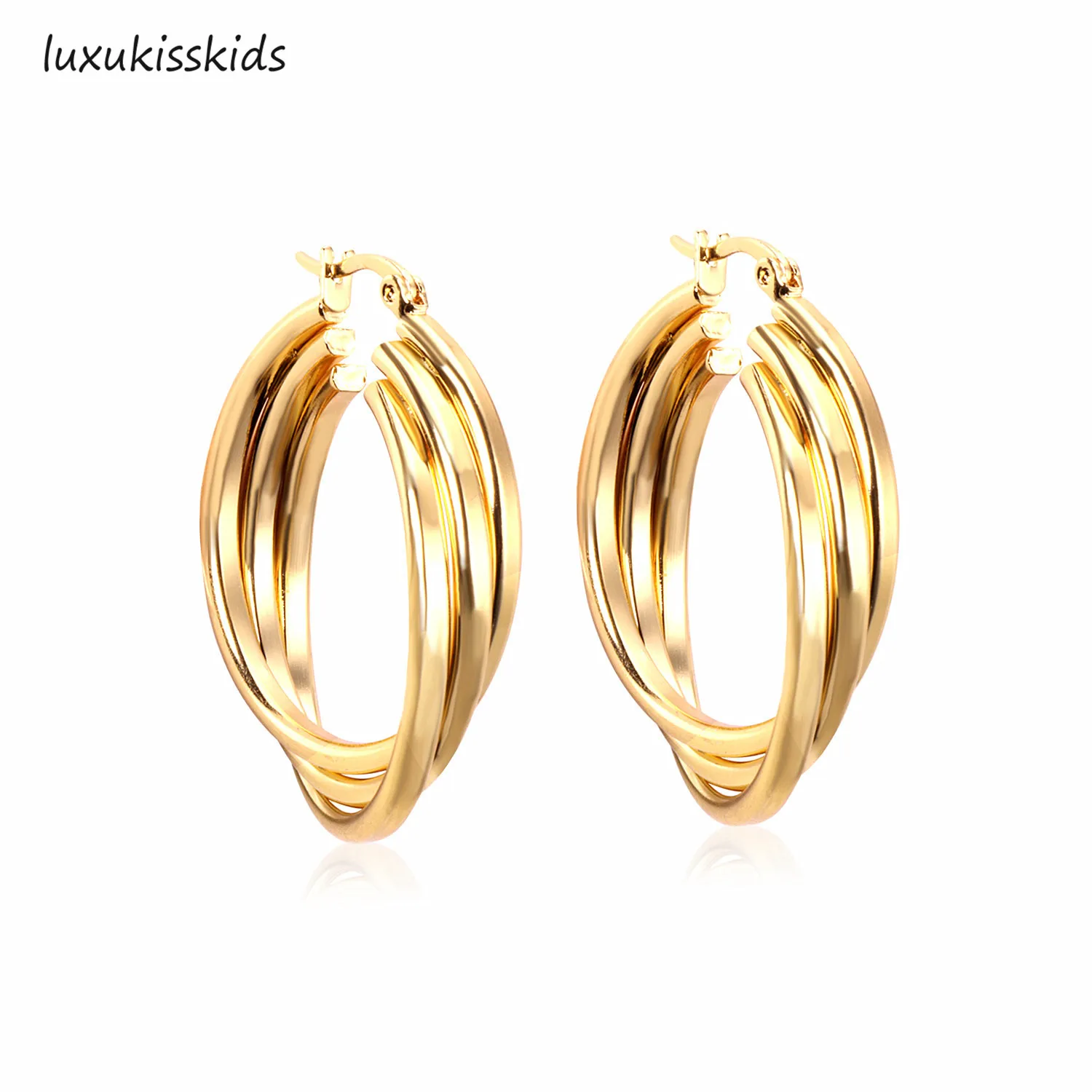 

LUXUKISSKIDS 5 Styles 316L Stainless Steel Gold Hoop Earrings Circle Square Hoop Earring Set For Women Girls Vintage Jewelry