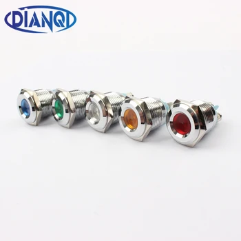

LED Metal Indicator light 16mm waterproof Signal lamp LIGHT 3V 6V 12V 24V 220v screw connect red yellow blue white 16ZSD.A.L