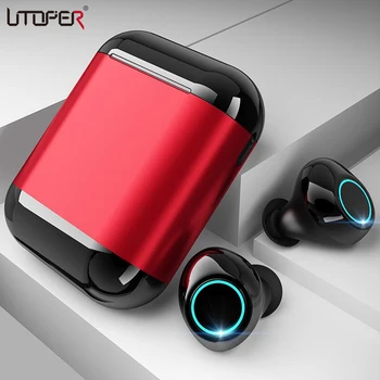 

UTOPER Mini Bluetooth Earphone Wireless TWS 5.0 3D Stereo Earbud Headphone For iphone With Microphone Sport and Charging Box