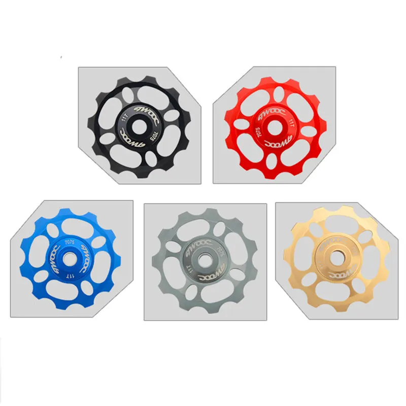 

2pcs Brand New 11T MTB Bicycle Rear Derailleur Guide Wheel Ceramic bearing Pulley CNC Aluminum Alloy Road Bike Guide Roller