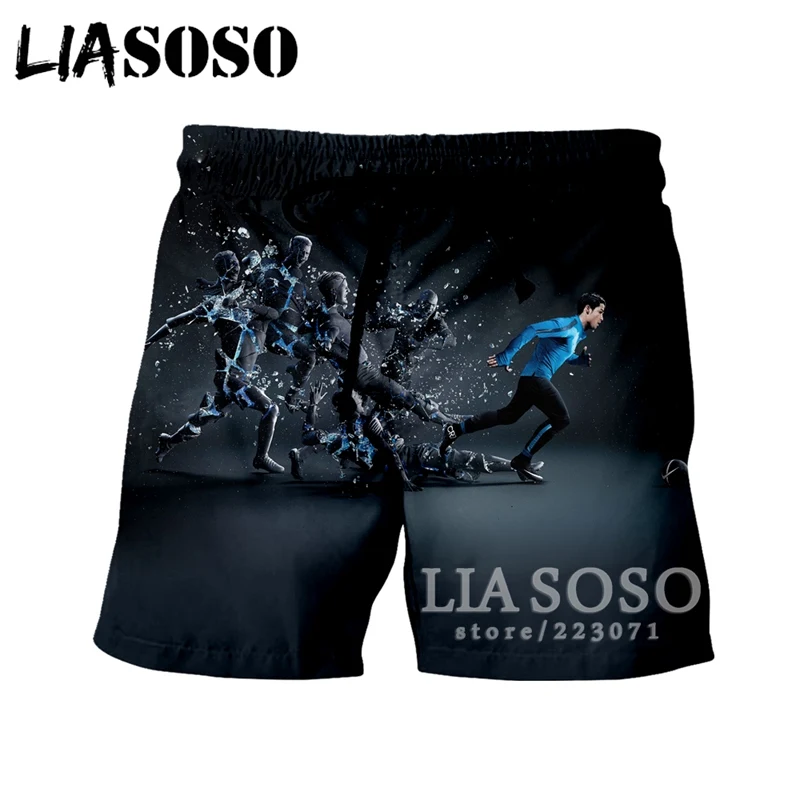LIASOSO Летняя мода Для мужчин Для женщин 3D принт известные звезды Криштиану Роналду пляжное Фитнес шорты Свободные Повседневное унисекс