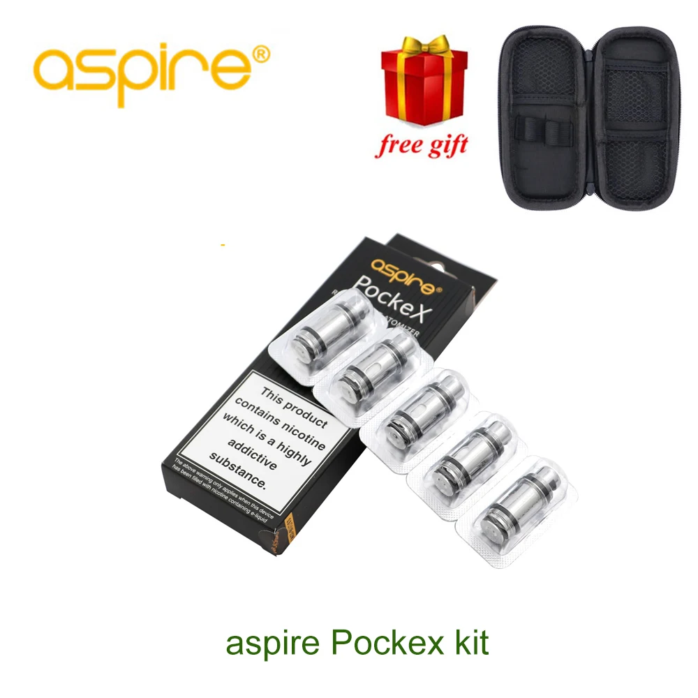 

5pc-pack Aspire PockeX Coil comes with a 0.6ohm 316L stainless steel coil adopts U-Tech coil technology with free gift mesh tank