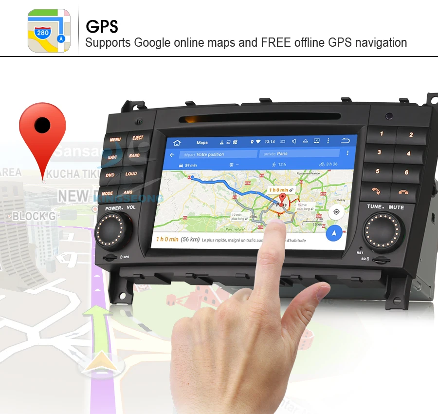 Flash Deal 7"Android 6.0 Car Stereo GPS Sat Nav DAB+ Car Multimedia Player for Mercedes Benz C CLC CLK Class W203 W209 9