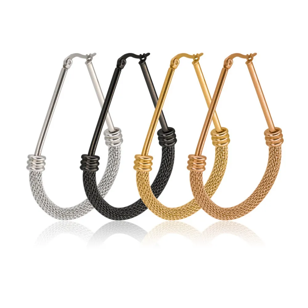 

Hot selling Korean titanium steel fashion trend big earrings stainless steel earrings triangle oval jewelry accesories women