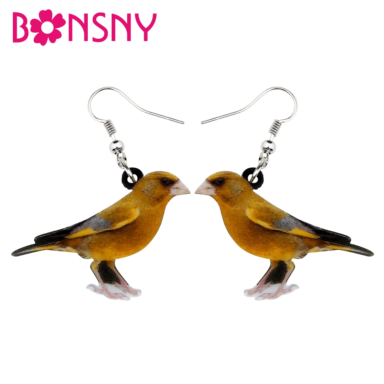 Bonsny Statement Acrylic Greenfinch Bird Earrings Big Long Drop Dangle Novelty Animal Jewelry For Women Girls Gift Party | Украшения и