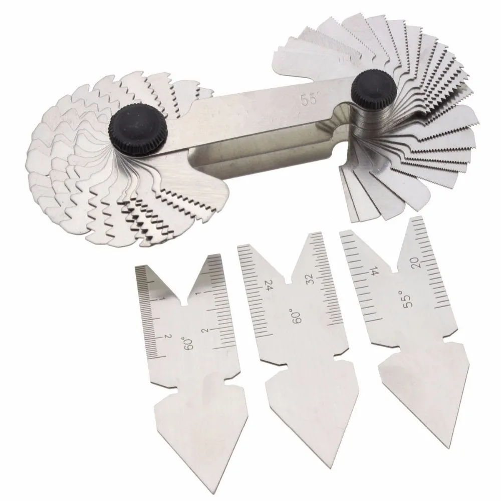 Screw Thread Pitch Cutting Gauge Tool Set, Centre Gage 50 Degree Inch