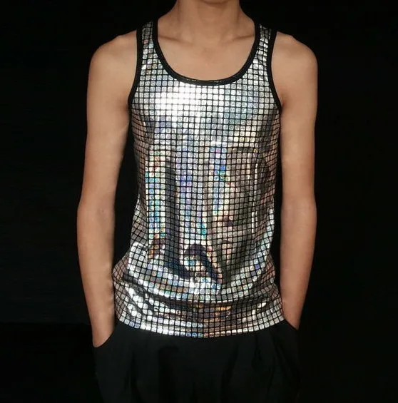 Free shipping Wholesale New Arrival Casual Men Tank Tops Sequined
