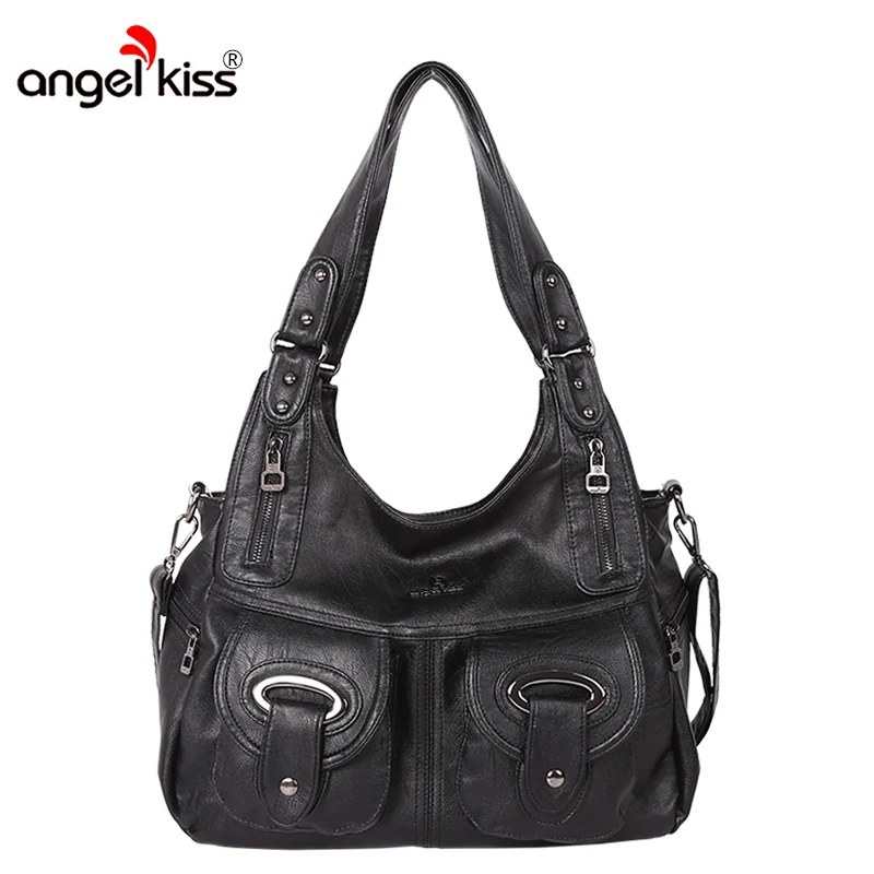 

Angelkiss Brand Women Shoulder Bags Hobos Bags For Women PU Washed Handbags Messenger Bags Luxury Handbag Women Bags Designer