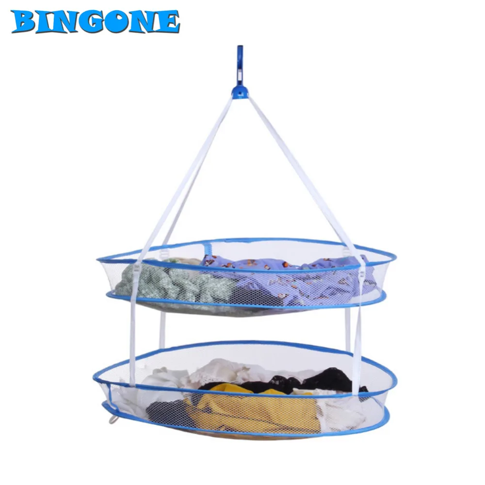 

BINGONE Doulbe Layer Net Mesh Tent Clothes Laundry Basket For Underwears Small Clothing -TZ