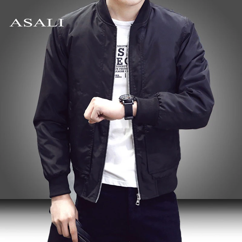

Slim Fit Solid Mens Bomber Jacket 2019 Spring Autumn Male Baseball Thin Jackets Brand Casual Coat Top Men's windbreaker Jacket