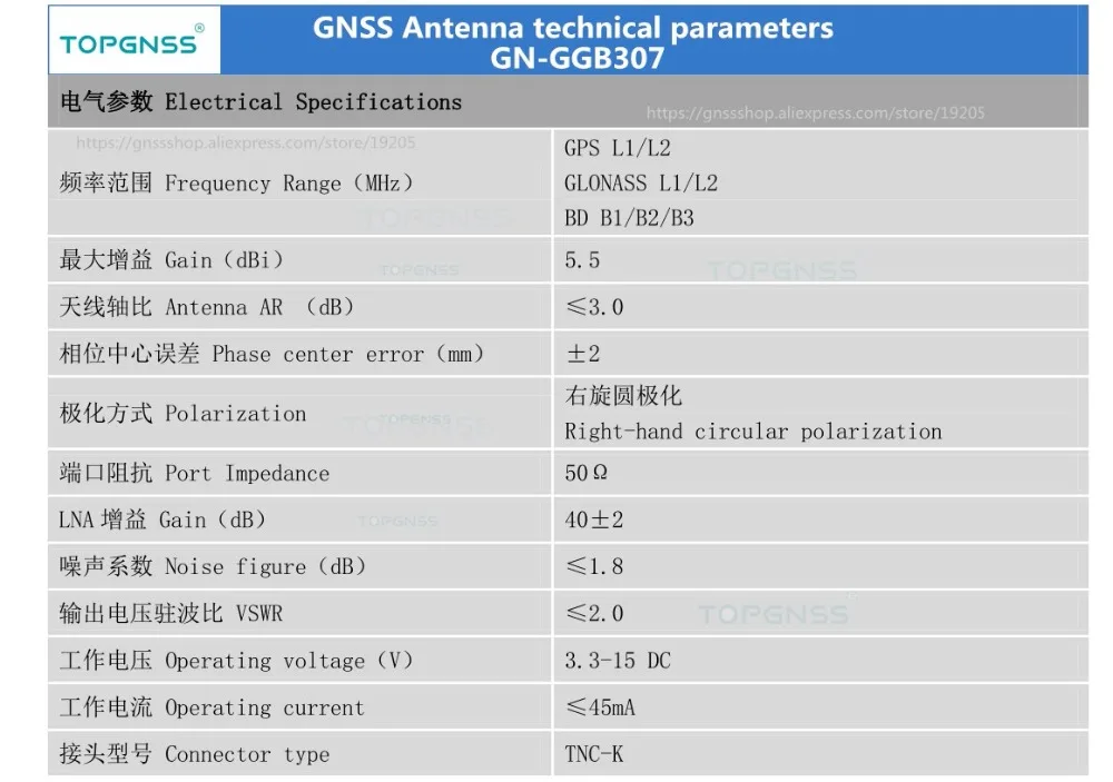 Семичастотная антенна GNSS, gps/ГЛОНАСС/Beidou, антенна приемника RTK, GN-GGB307, кабель TNC-TNC 5 м, магнитное основание