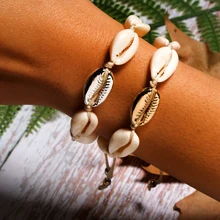 Luna chica cauri natural Puka Concha pulsera hecha a mano Boho moda verano amistad Bohemia colgante étnico pulsera Dropshipping(China)