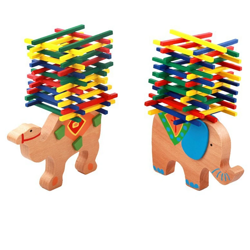 

Montessori Animal Balance Beam Early Learning Educational Wooden Toys For Kids Math Elephant Camel Model Kindergarten Party Game