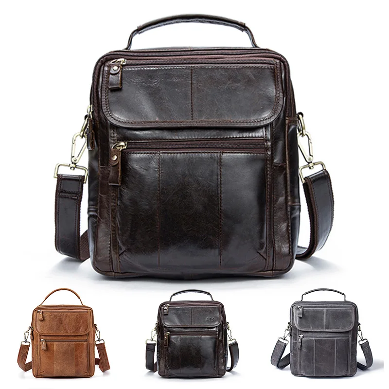 

Top Grade Genuine Leather Men Bag Male Crossbody Bag Flap Casual Messenger iPad Pounch For Gentleman Luxury Real Cowleather