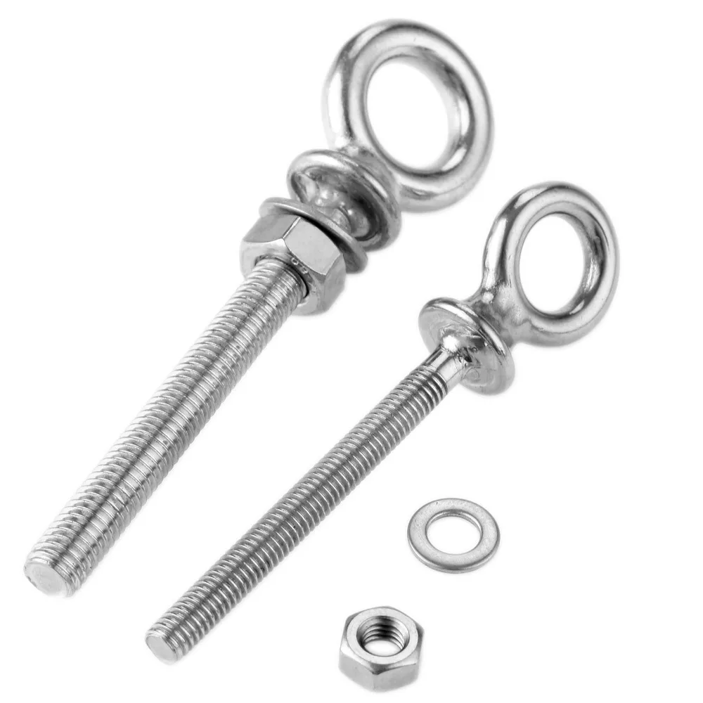 10 Pcs Lifting Eye Bolts M6*60/M8*80/M10*100mm Stainless Steel 316