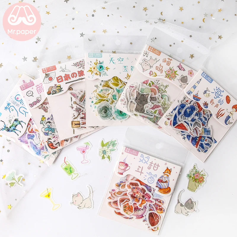 1 Bag Cute Korean Journal Paper Diary Flower Anima Stickers DIY Scrapbooking Hot 