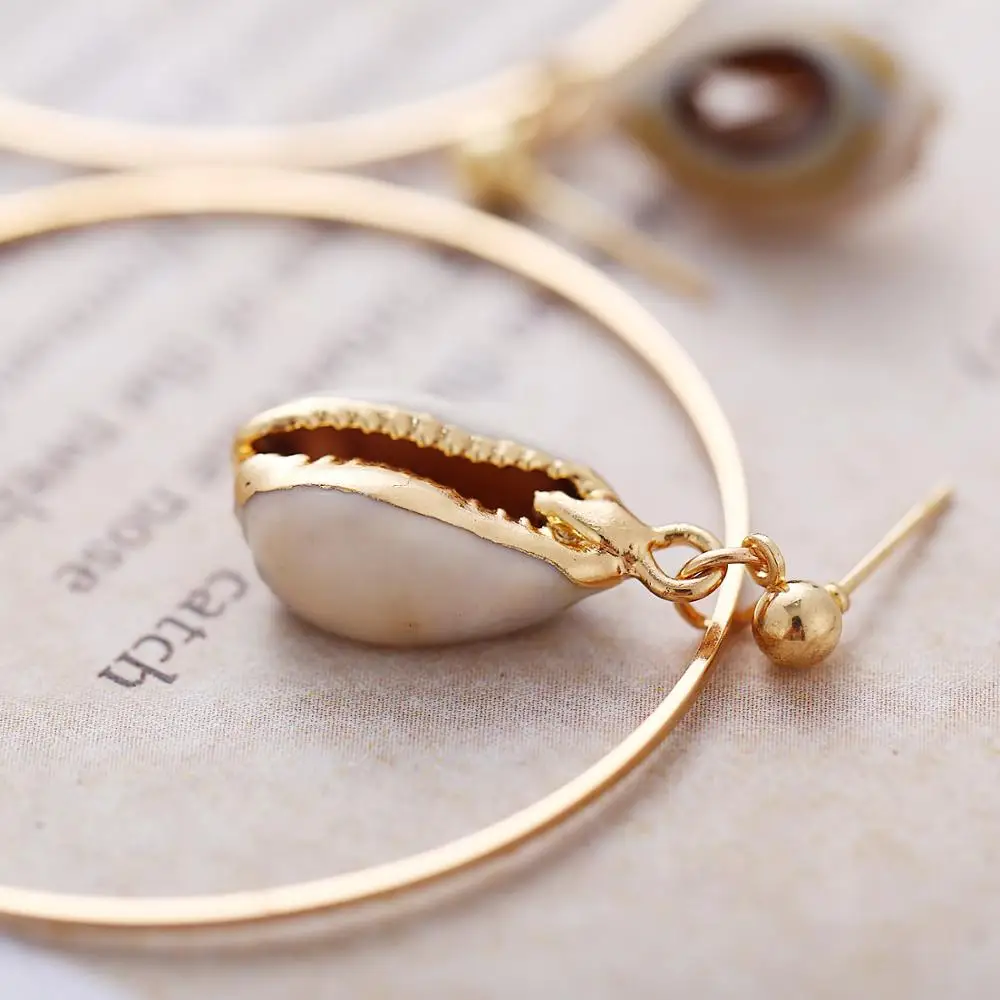 

Yobest Hyperbole Big Circle Dangle Earrings for Women Sea Shell Drop Earrings Round Ear Drop Gold Summer Dress Jewelry Ornament