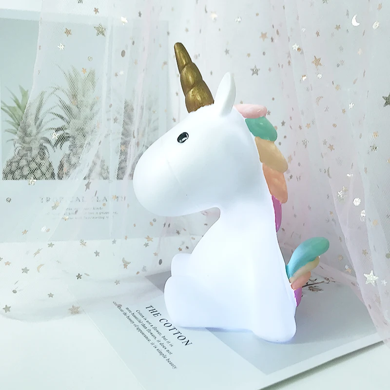 

Unicorn Colorful Night Light LED Moon Lamp Cartoon Night Lamp Luminaria Bedroom Bedside Decor Bed Lamp White for Kid