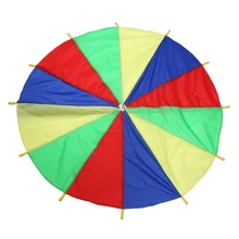 Dia 2M Child Kid Sports Development Outdoor Rainbow Umbrella Parachute Toy Jump-sack Ballute Play Parachute 8 Bracelet