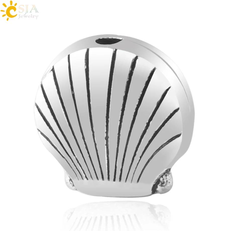 

CSJA 10pcs Spacer Beads Tropical Sea Shell Shaped Mini Necklace Bracelet Alloy Tibetan Silver Color Loose Beads DIY Making S259