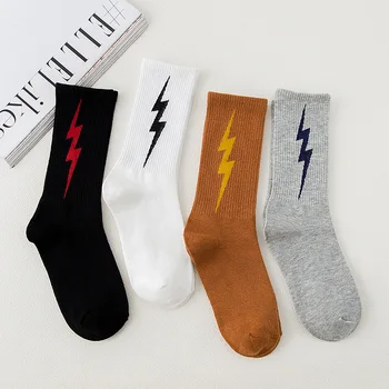 

SEEDRULIA Women Socks Warm Comfortable Casual Cotton Lightning Print Fashion Socks Female Sock Hosiery