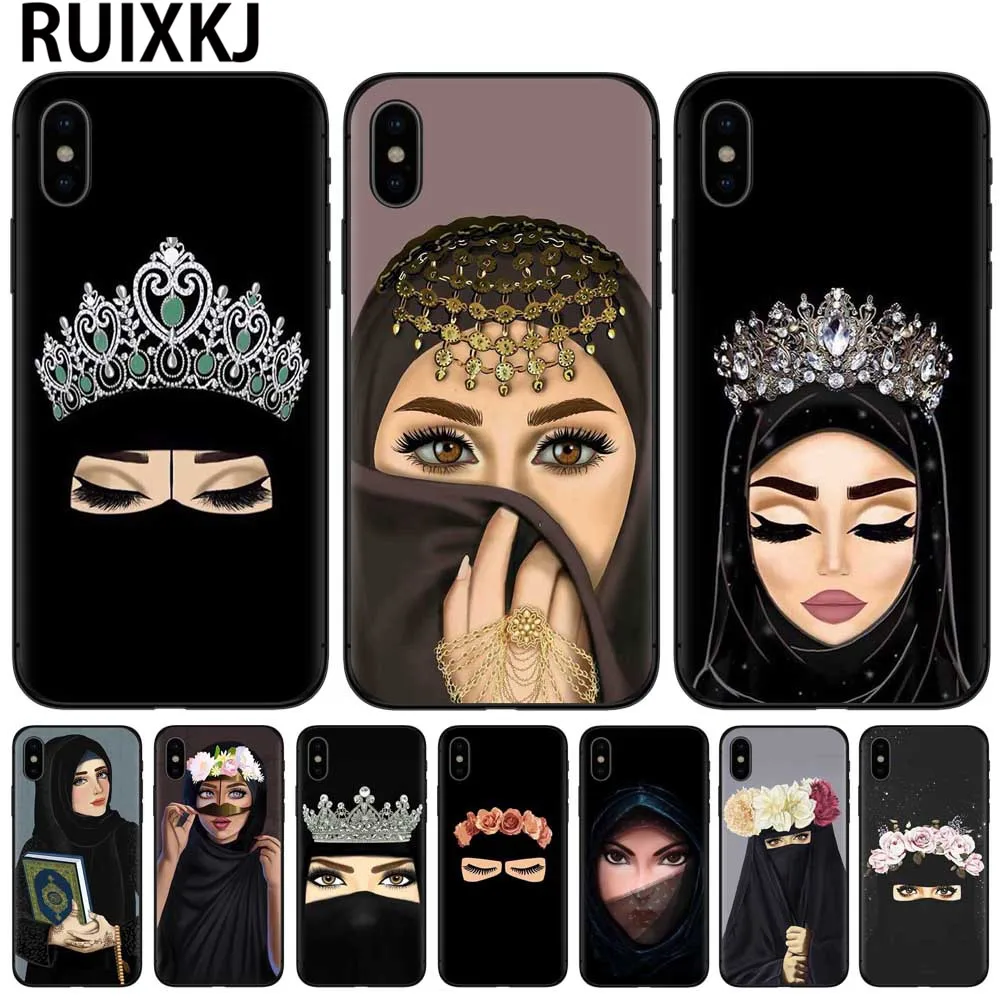 

Fashion Woman In Hijab Face Muslim Islamic Gril Eyes Soft TPU Phone Case for iPhone X SE 5 5S 6 6S Plus 7 8 Plus XR XS MAX Cover
