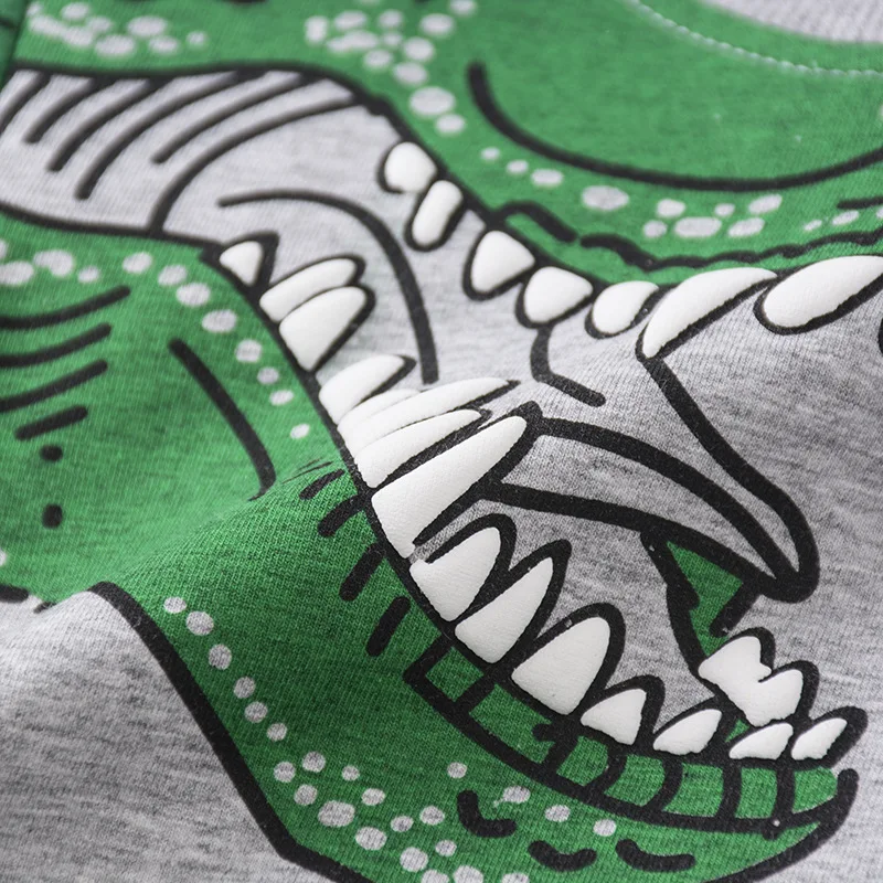 Новинка года, весенне-осенний костюм для мальчиков пуловер с динозаврами+ брюки «крокодиловая кожа» Повседневная Забавная детская одежда из 2 предметов хлопковая детская одежда