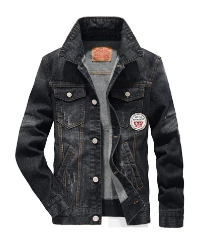 Новинка, Модная Джинсовая куртка для мужчин, уличная одежда, стоячий воротник, на молнии, повседневная мужская куртка, пальто, jaqueta, джинсовая мужская куртка - Цвет: 19822-black