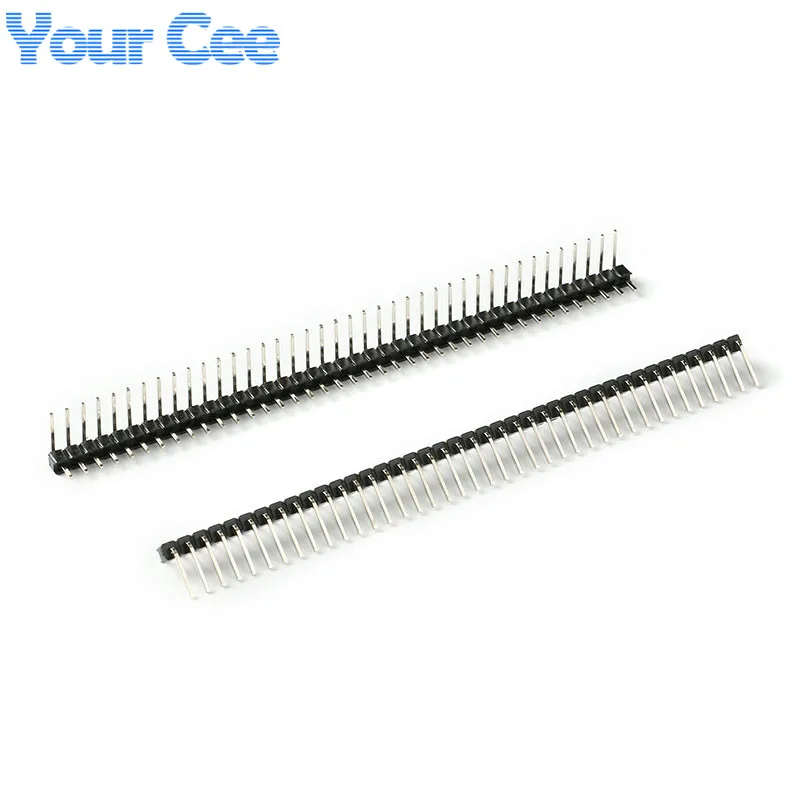 

10 pcs 1x40 Pin 2.54mm Male Single Row Right Angle Pin Header