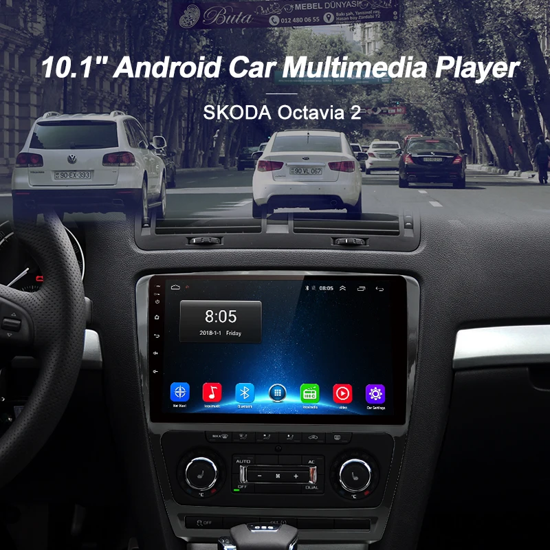 Best AWESAFE 2 din Android 8.1 Car Radio Multimedia video player gps navigation For SKODA Octavia 2 2008 2009 2010 2011 2012 2013 A5 1