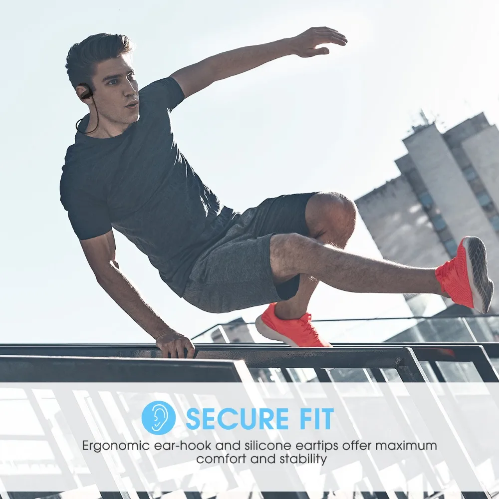 Mpow D7 2nd Version Bluetooth Wireless 4.1 Headphons IPX7 Waterproof Sport Earphones 10-12H Playing Time For iPhone Xs Xr Xiaomi