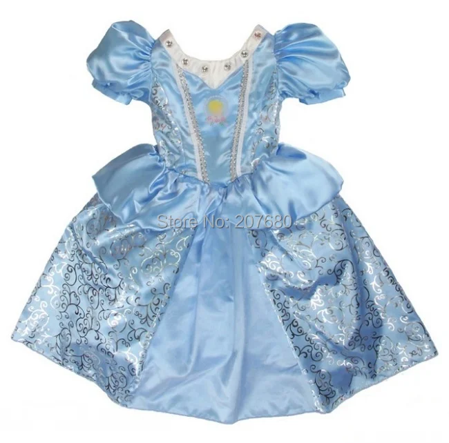 Синий Штаны для девочек с рождественским изображением Золушки; платье принцессы на Хэллоуин Костюмы красивый наряд для детей Маскарадный костюм