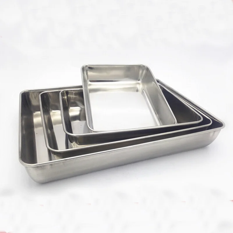 Hot Sale Thicker and Deeper Stainless Steel Barbecue Plate Creative Household Food Storage Tray Free Shipping