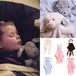 Плюшевое полотенце для новорожденных детей, игрушка с рисунком кота, кролика, животных, погремушка, игрушка для сна, для новорожденных