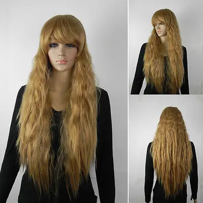 Popular Heat Resistant Hair Elegant Lady Women Long Brown Perm