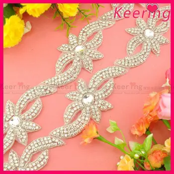 

Keering 2015 New Fashion Rhinestone Trim Lace Applique WRA-699