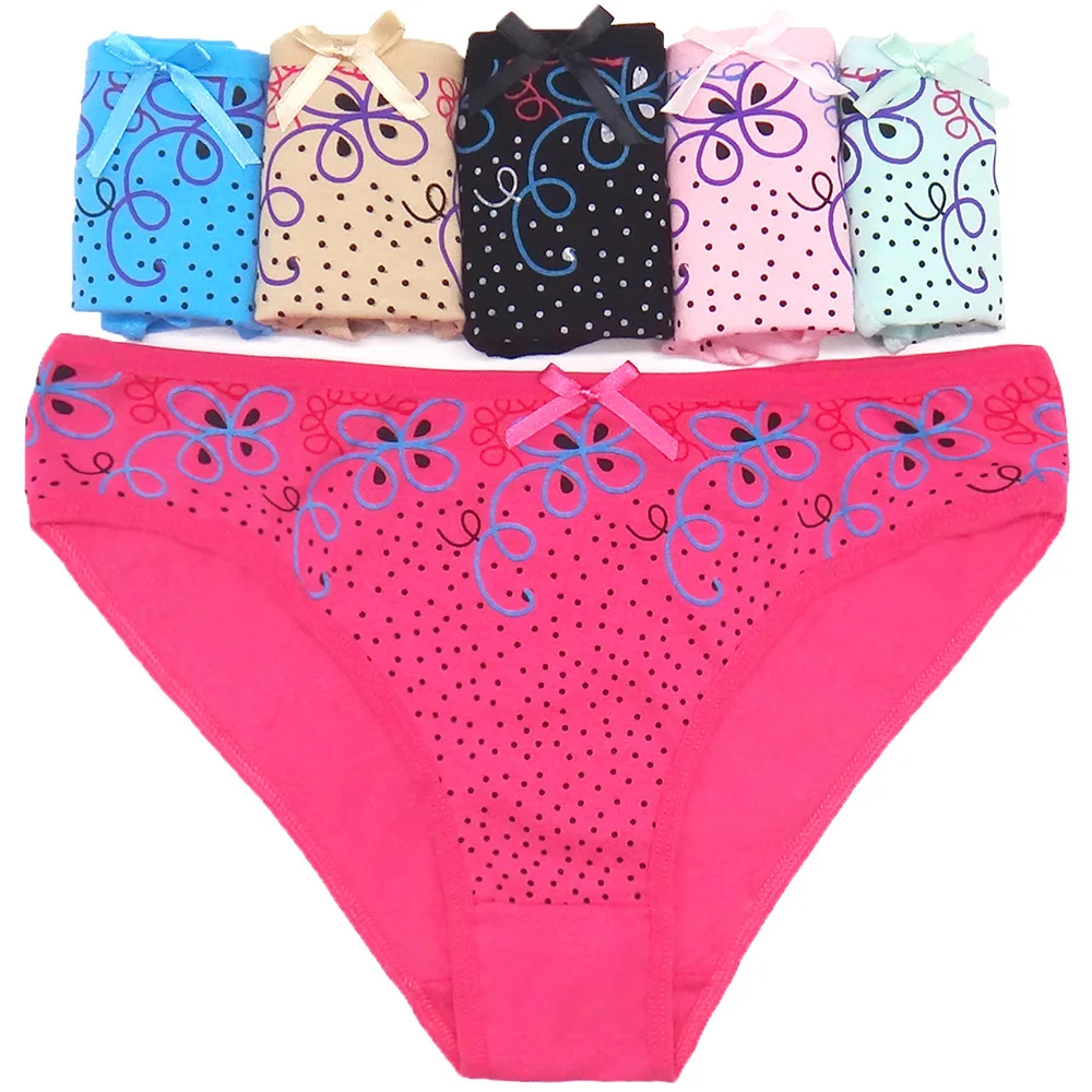 6PCS Cheap Sexy Womens Cotton Underpants Butterfly Panties Female