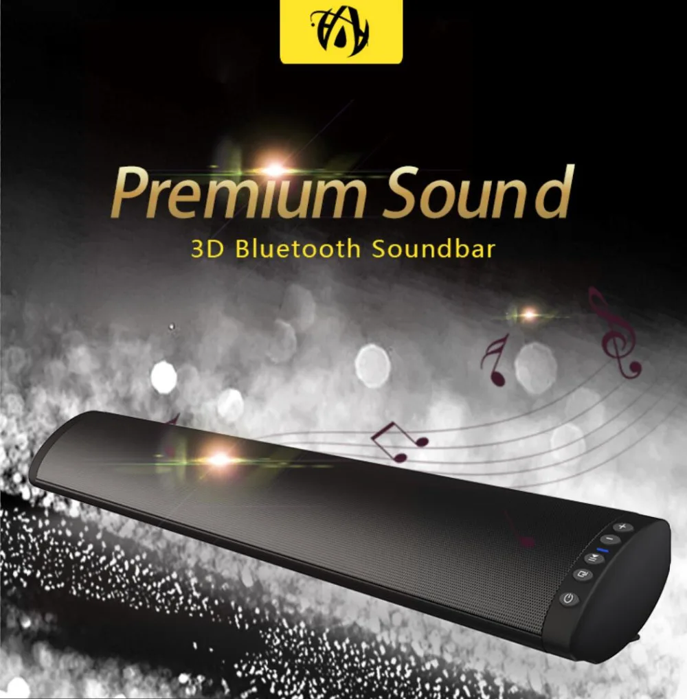 Latest Bluetooth 5.0 Soundbar Speaker Powerful TV Home Theater Sound Bar with Remote Control/Optical Cable/RCA/AUX