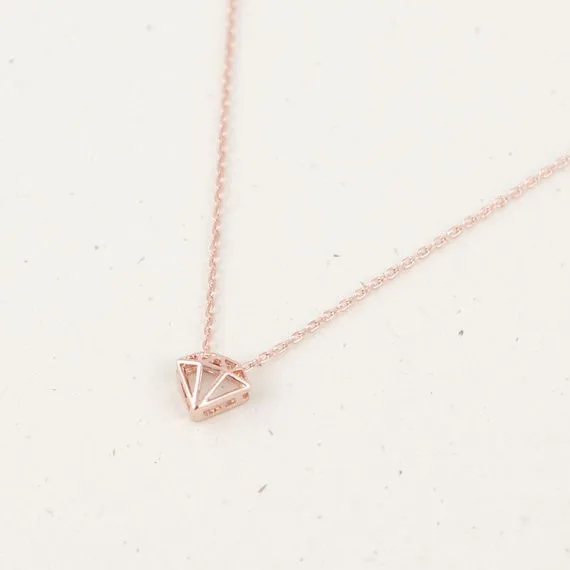 2014-Fashion-18k-Diamond-shaped-Necklace-In-Pink-Gold-Free-Shipping