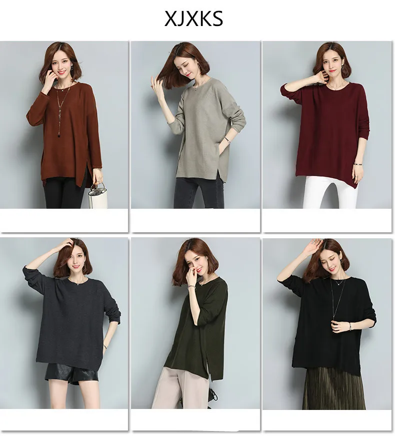 Xjxks 2018 весна и осень Для женщин новый супер большие свободные свитера и пуловеры свободная версия Для женщин топы бюст 118 см-150 см