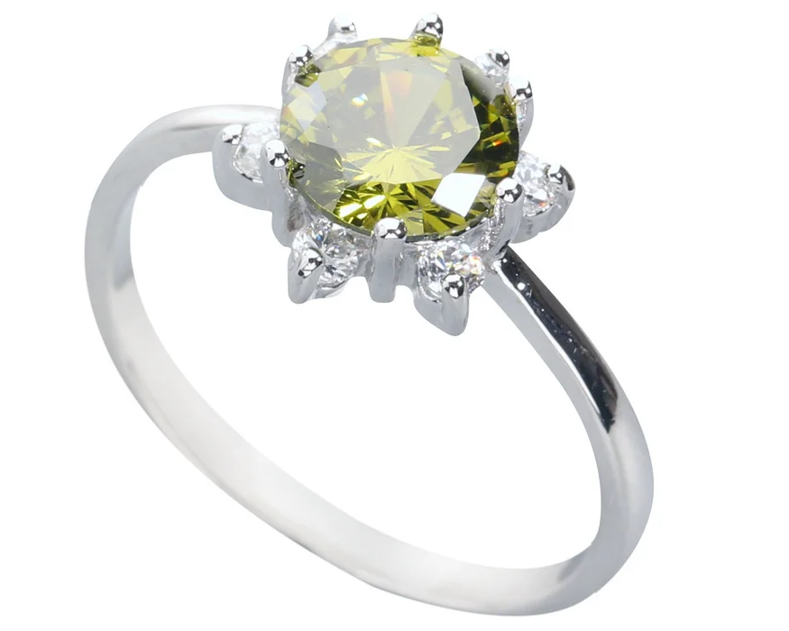 Хорошее Оливковое Перидот 7*7 мм полудрагоценное серебряное кольцо для женщин Q1893