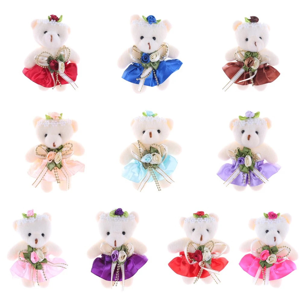 

12cm oys Wedding Gifts Kawaii Small head Teddy Bears Stuffed Plush 12CM Toy Cartoon bouquet Teddy-Bear Mini Bears Plush T
