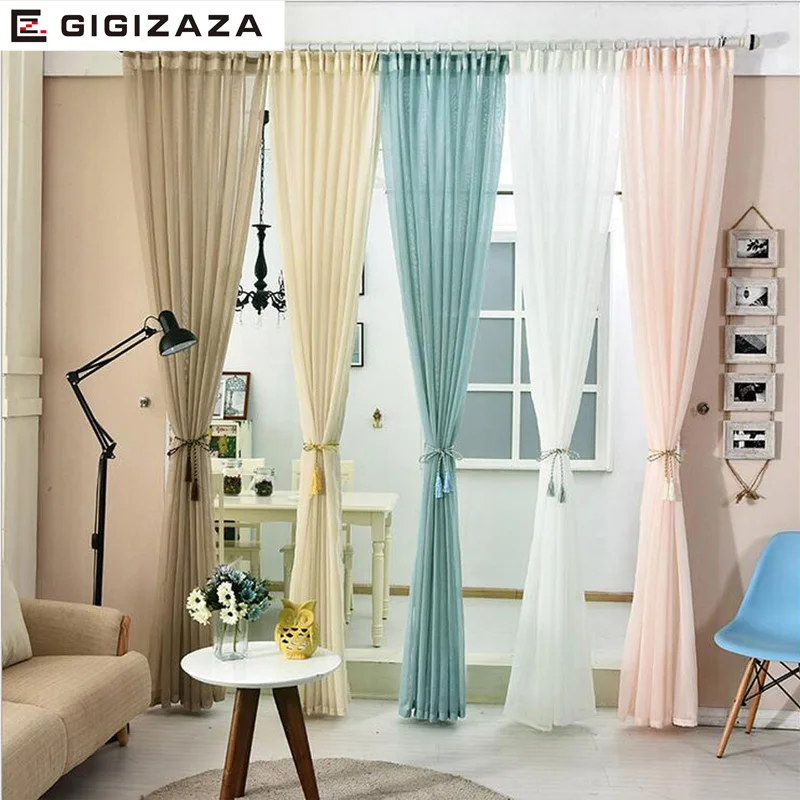 White tulle voile curtains for livingroom bedroom Japan voile custom drape transparent window sheer pull pleat tape pink