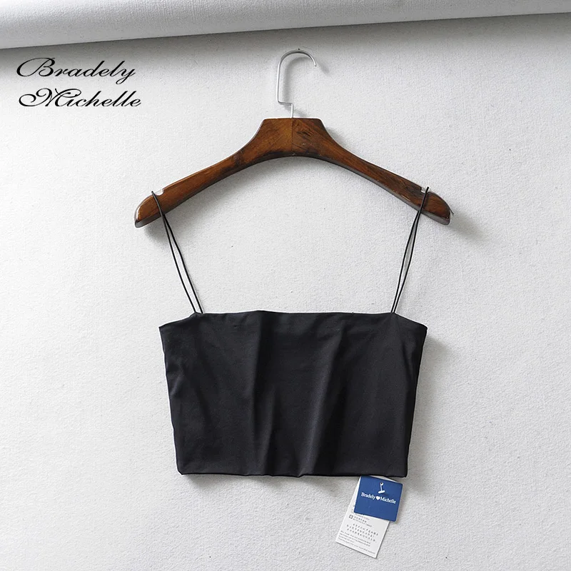 BRADELY MICHELLE 2020 Summer Womens Crop Top Sexy Elastic Cotton Camis sleeveless Short Tank Top Bar